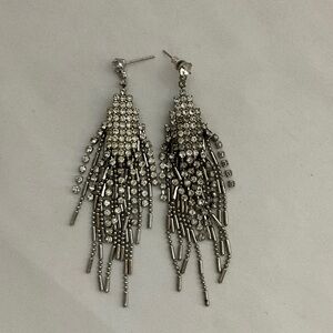 Sparkling Silver Tassel Earrings